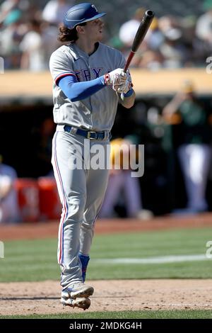 Texas Rangers catcher Jonah Heim (28) breaks his bat during an MLB regular  season game against the Colorado Rockies, Wednesday, June 2nd, 2021, in  Denver. (Brandon Sloter/Image of Sport) Photo via Credit