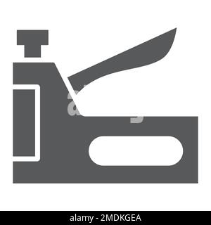 Staple gun glyph icon, tool and repair, stapler sign, vector graphics, a solid pattern on a white background, eps 10. Stock Vector