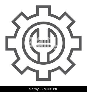 Technical support line icon, maintenance and service, setting sign, vector graphics, a linear pattern on a white background, eps 10. Stock Vector