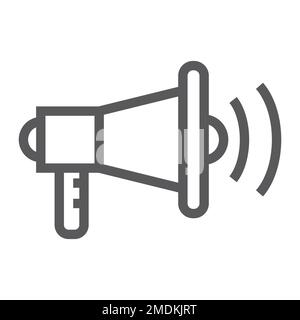 Viral marketing line icon, advertisement and media, megaphone sign, vector graphics, a linear pattern on a white background, eps 10. Stock Vector