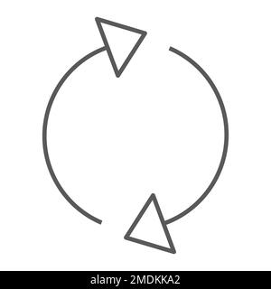 Reload thin line icon, rotation and spin, arrow refresh sign, vector graphics, a linear pattern on a white background, eps 10. Stock Vector