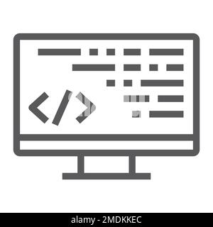 Coding line icon, programming and development, computer sign, vector graphics, a linear pattern on a white background, eps 10. Stock Vector