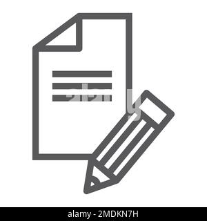 Copywriting line icon, blog and content, writer sign, vector graphics, a linear pattern on a white background, eps 10. Stock Vector