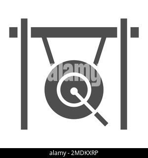 Gong glyph icon, musical and china, instrument sign, vector graphics, a solid pattern on a white background, eps 10. Stock Vector