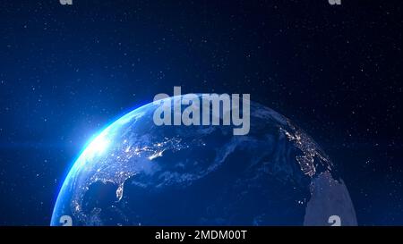 Close-Up Of Earth Against Blue Sky At Night. Abstract wallpaper. Stock Photo