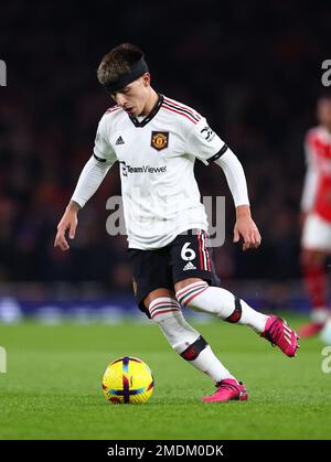 London, UK. 22nd Jan, 2023. Lisandro Martinez of Manchester United during the Premier League match at the Emirates Stadium, London. Picture credit should read: David Klein/Sportimage Credit: Sportimage/Alamy Live News Stock Photo