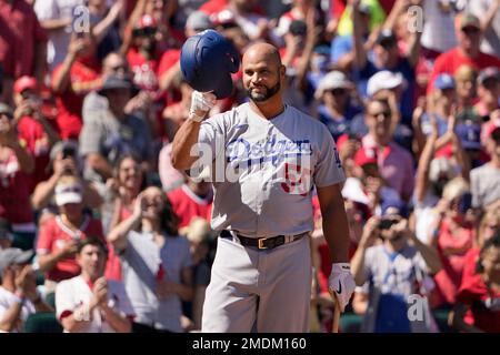 Los Angeles Dodgers first baseman Albert Pujols (55) warms up before a  baseball game against the San Francisco Giants Sunday, May 30, 2021, in Los  Angeles. (AP Photo/Ashley Landis Stock Photo - Alamy