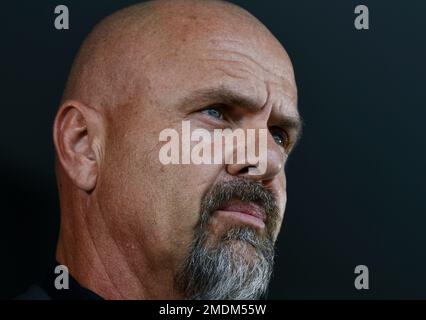 Donna Szczepanski listens as her boyfriend, Larry Walker, speaks Wednesday,  Sept. 8, 2021, in Cooperstown, N.Y., where he was inducted into the  Baseball Hall of Fame. (AP Photo/Hans Pennink Stock Photo - Alamy