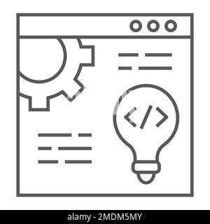 Web development thin line icon, website and programming, browser sign, vector graphics, a linear pattern on a white background, eps 10. Stock Vector