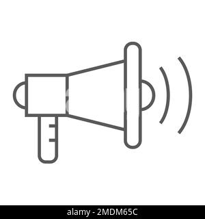 Viral marketing thin line icon, advertisement and media, megaphone sign, vector graphics, a linear pattern on a white background, eps 10. Stock Vector
