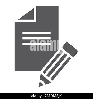 Copywriting glyph icon, blog and content, writer sign, vector graphics, a solid pattern on a white background, eps 10. Stock Vector