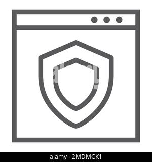 Internet security line icon, safety and network, shield sign, vector graphics, a linear pattern on a white background, eps 10. Stock Vector