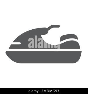 Jet ski glyph icon, transport and boat, water scooter sign, vector graphics, a solid pattern on a white background, eps 10. Stock Vector