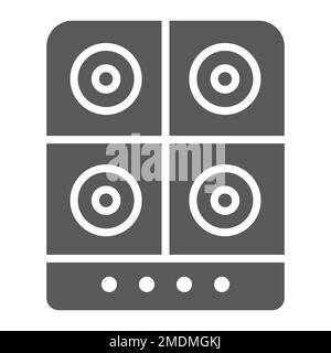 Stove glyph icon, kitchen and cooker, electric hot plate sign, vector graphics, a solid pattern on a white background, eps 10. Stock Vector