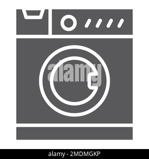 Washing machine glyph icon, electronic and household, appliance sign, vector graphics, a solid pattern on a white background, eps 10. Stock Vector