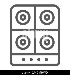 Stove line icon, kitchen and cooker, electric hot plate sign, vector graphics, a linear pattern on a white background, eps 10. Stock Vector