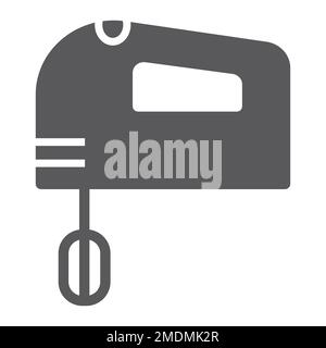 Hand mixer glyph icon, electric and kitchen, appliance sign, vector graphics, a solid pattern on a white background, eps 10. Stock Vector