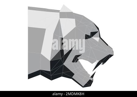 Abstract low poly tiger head in profile Stock Photo