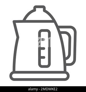 Electric kettle line icon, drink and appliance, teapot sign, vector graphics, a linear pattern on a white background, eps 10. Stock Vector