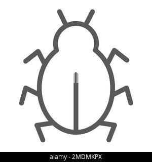 Virus line icon, security and internet, computer bug sign, vector graphics, a linear pattern on a white background, eps 10. Stock Vector