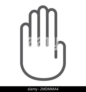 Stop hand line icon, warning and palm, stop sign, vector graphics, a linear pattern on a white background, eps 10. Stock Vector
