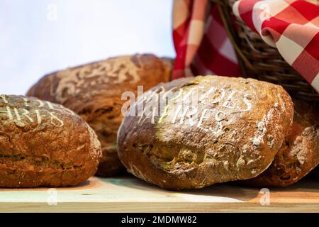 Berlin, Germany. 23rd Jan, 2023. Pumpkin seed bread has been named 'Bread of the Year' at the International Green Week. Credit: Fabian Sommer/dpa/Alamy Live News Stock Photo