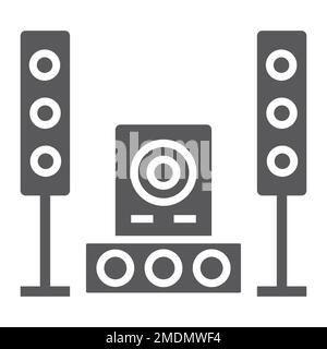 Sound system glyph icon, audio and stereo, music system sign, vector graphics, a solid pattern on a white background, eps 10. Stock Vector