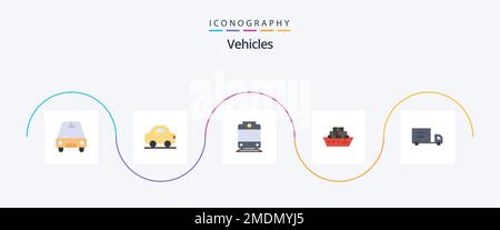 Vehicles Flat 5 Icon Pack Including . transport. truck Stock Vector