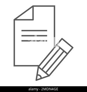 Copywriting thin line icon, blog and content, writer sign, vector graphics, a linear pattern on a white background, eps 10. Stock Vector