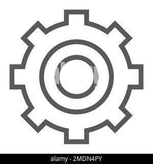 Settings line icon, technology and service, gear sign, vector graphics, a linear pattern on a white background, eps 10. Stock Vector