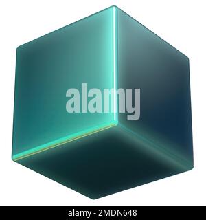 Green, peeking from below SS-like textured box Abstract, dramatic, passionate, luxurious and exclusive isolated 3D rendering graphic design elemental Stock Photo