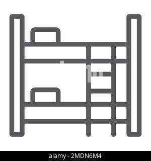 Bunk bed line icon, furniture and home, bed sign, vector graphics, a linear pattern on a white background, eps 10. Stock Vector