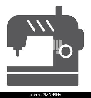 Sewing machine glyph icon, electric and textile, household sign, vector graphics, a solid pattern on a white background, eps 10. Stock Vector