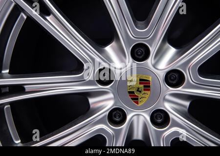 Porsche Alloy wheels on display at The 39th Thailand International Motor Expo 2022 on November 30, 2022 in Nonthaburi, Thailand. Stock Photo