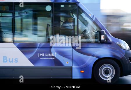 The UK’s first autonomous bus service, AB1 crossing the Forth Road ...