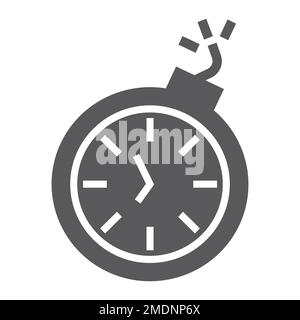 Deadline glyph icon, time and clock, stopwatch sign, vector graphics, a solid pattern on a white background, eps 10. Stock Vector