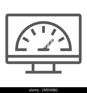 Speed optimization line icon, traffic and internet, spedometer sign, vector graphics, a linear pattern on a white background, eps 10. Stock Vector