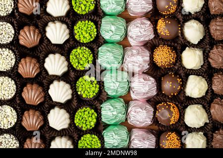 Truffle Chocolate Varieties. Chocolate assortment set isolated on white ...
