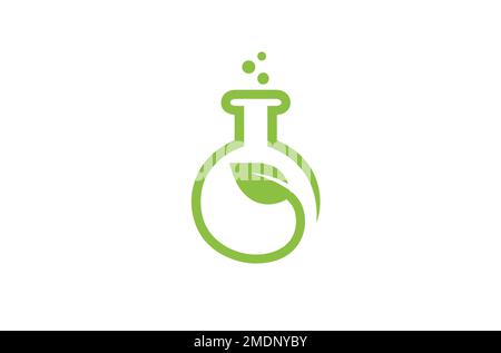 beaker lab leaf herbal logo vector design symbol illustration Stock Vector