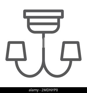 Chandelier line icon, furniture and home, lamp sign, vector graphics, a linear pattern on a white background, eps 10. Stock Vector