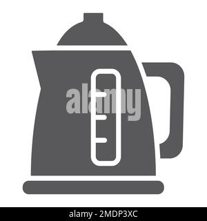 Electric kettle glyph icon, drink and appliance, teapot sign, vector graphics, a solid pattern on a white background, eps 10. Stock Vector