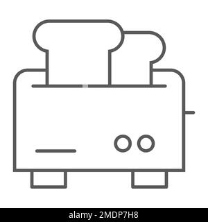 Toaster thin line icon, appliance and electrical, kitchenware sign, vector graphics, a linear pattern on a white background, eps 10. Stock Vector