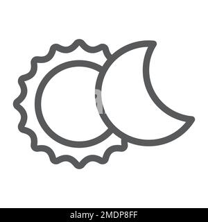 Eclipse line icon, space and astronomy, solar eclipse sign, vector graphics, a linear pattern on a white background, eps 10. Stock Vector