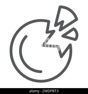 Destroyed planet line icon, space and science, broken planet sign, vector graphics, a linear pattern on a white background, eps 10. Stock Vector