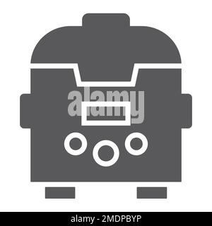 Multicooker glyph icon, kitchen and household, appliance sign, vector graphics, a solid pattern on a white background, eps 10. Stock Vector