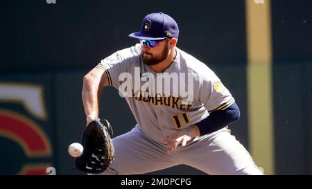 Milwaukee, WI, USA. 5th July, 2022. Milwaukee Brewers first baseman Rowdy  Tellez #11 celebrates his two-run home run during MLB game between the  Chicago Cubs and the Milwaukee Brewers at American Family