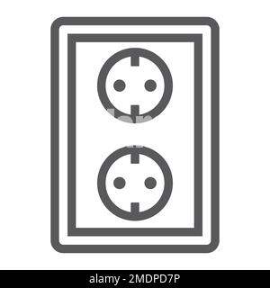 Socket line icon, electricity and voltage, power sign, vector graphics, a linear pattern on a white background, eps 10. Stock Vector