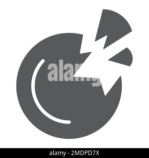 Destroyed planet glyph icon, space and science, broken planet sign, vector graphics, a solid pattern on a white background, eps 10. Stock Vector
