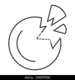Destroyed planet thin line icon, space and science, broken planet sign, vector graphics, a linear pattern on a white background, eps 10. Stock Vector