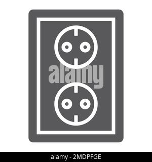 Socket glyph icon, electricity and voltage, power sign, vector graphics, a solid pattern on a white background, eps 10. Stock Vector